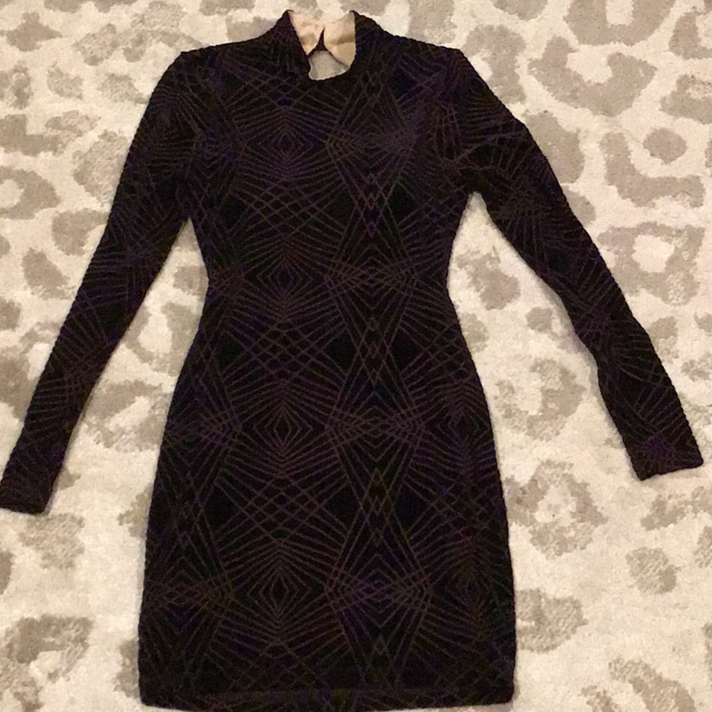 Purple velvet backless dress